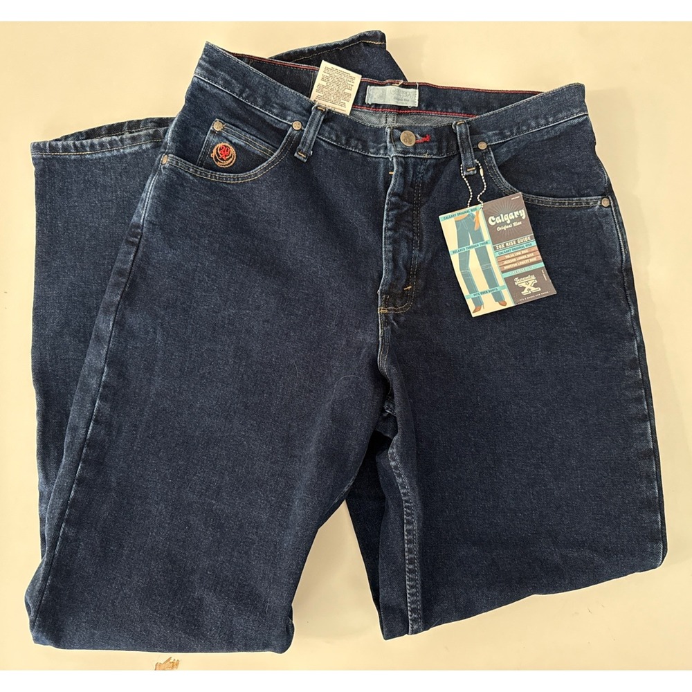 1990s Vintage Calgary Jeans 5 Pocket Dark Blue Original Rise 13/14 x 34 - NWT
